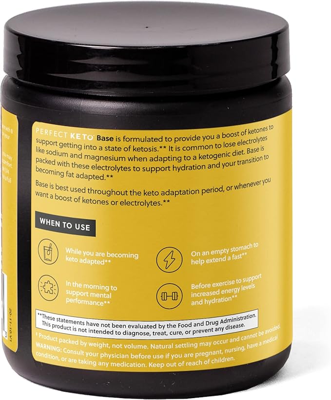 Perfect Keto Exogenous Ketones Powder, BHB Salts Supplement for Ketosis & Fasting, Plus Electrolytes for Hydration, Caffeine Free Energy, Keto Diet, Focus & Workout Support, Vanilla, 6.7 oz