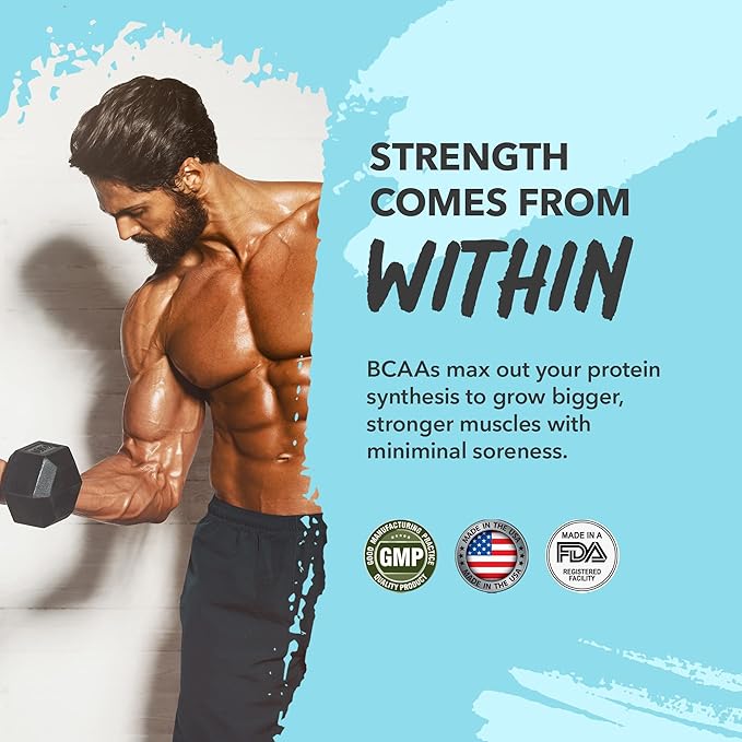 2:1:1 BCAA, Branched-Chain Amino Acids for Protein Synthesis, BCAA Pre Workout & Post Workout Support, Muscle Builder, 180 Capsules (60 Servings)