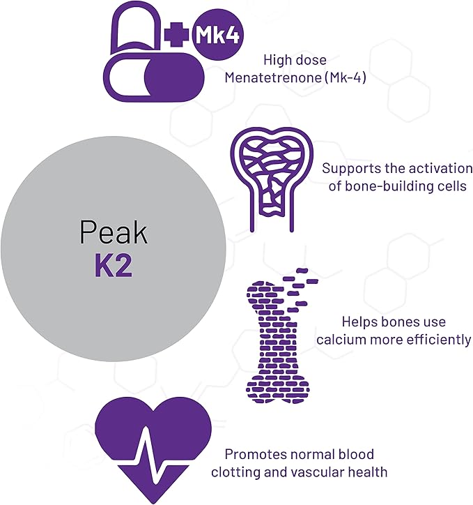 AOR, Peak K2, Supports Bone and Cardiovascular Health and Normal Blood Clotting, Dietary Supplement, 90 servings (90 capsules)