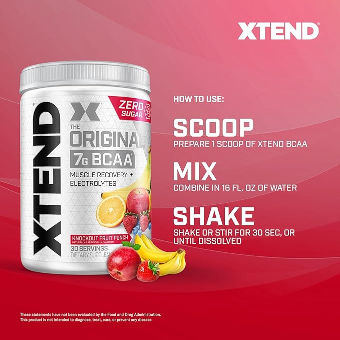 Xtend XTEND Original BCAA Powder 7g BCAA and 2.5g L-Glutamine, Sugar Free Post Workout Muscle Recovery Drink with Amino Acids for Men & Women, 30 Servings