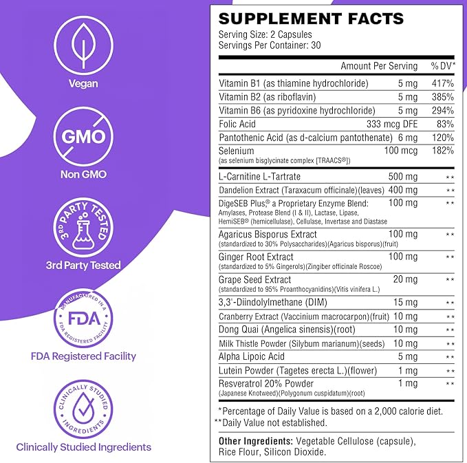 Wellthy Full Body Detox and Immune Support - Advanced Digestive Health, Gut Cleanse and Bloating Relief - All Natural Formula with Milk Thistle, Dandelion Extract and L-Carnitine | 30-Day Supply