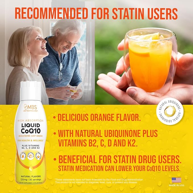 Liquid CoQ10 120mg of Bioavailable Ubiquinone for Superior Absorption. Support Heart, Bone, and Skin Health with a Natural Antioxidant. 35 Servings in a Convenient 17 oz Bottle.
