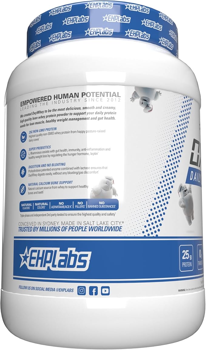 EHP Labs x Ghostbusters OxyWhey Whey Protein Isolate Powder - 25g of Whey Isolate Protein Powder, Meal Replacement Shake, Sugar Free Protein Powder - 25 Serves (Mini Pufts Marshmallow)