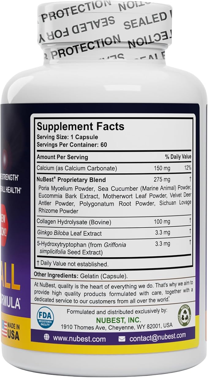 NuBest Tall - Support Bone Strength, Immunity and Stronger Bone with Calcium, Collagen and Herbs for Ages 5+ and Teens Who Don’t Drink Milk Daily - 60 Capsules | 1 Month Supply