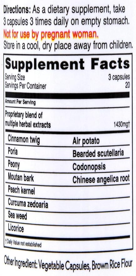 Ovary & Uterus Clean, 500 mg Dietary Supplement Capsules, 60-Count Bottle