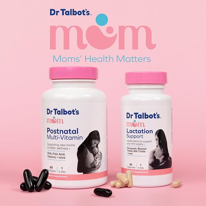 Dr. Talbot's Mom Postnatal Multi-Vitamin - DHA, Folic Acid, Vitamins, and More - Supports New Moms to Better Wellness - 60 Softgels