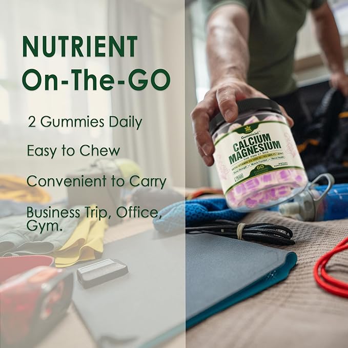 Plant Based Calcium Supplement 600mg with Vitamin D3 K2, Zinc for Bone Strength, Sustainably Sourced Algae Calcium Magnesium 2:1 Ratio, Sugar Free Calcium Gummies 70+ Trace Minerals, Vegan, 60 Counts