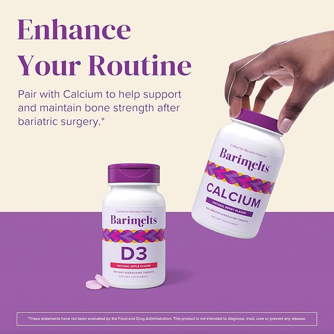 BariMelts Vitamin D3 5000 IU - 90 Fast-Dissolving Tablets (3-Month Supply) - Bariatric Vitamins for Women, Natural Apple Flavor