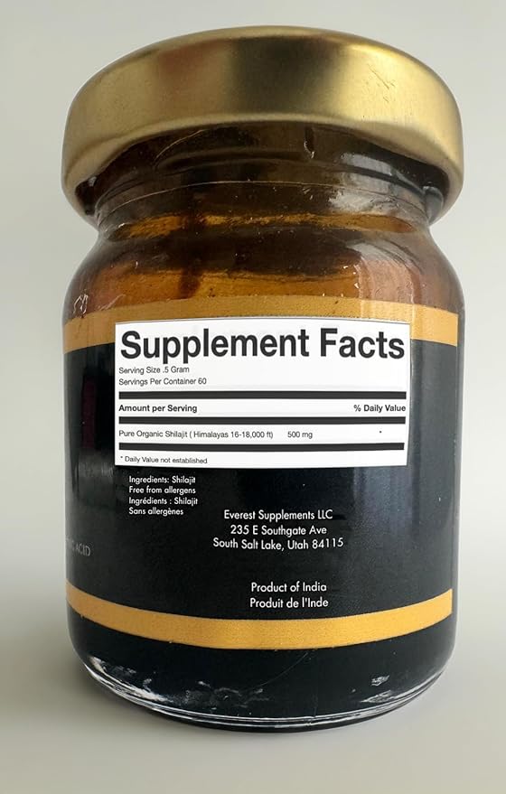 Shilajit Pure Himalayan Organic Shilajit Resin - Shilajit for Men - Gold Grade 500 mg Maximum Potency - 85 Trace Minerals & Fulvic and Humic Acid for Energy Immune Support, 30 Grams
