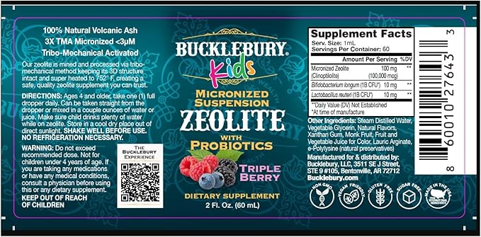 Zeolite for Kids - Delicious Berry-Flavored Zeolite Liquid Suspension with Probiotics - Natural Support for Kids' Health - 2 Fl Oz