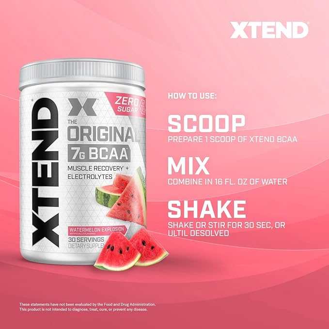 Xtend XTEND Original BCAA Powder 7g BCAA and 2.5g L-Glutamine, Sugar Free Post Workout Muscle Recovery Drink with Amino Acids for Men & Women, 30 Servings