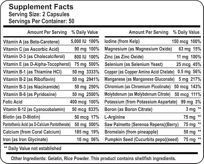 Multivitamin for Men Advanced Time Release, 100 Capsules