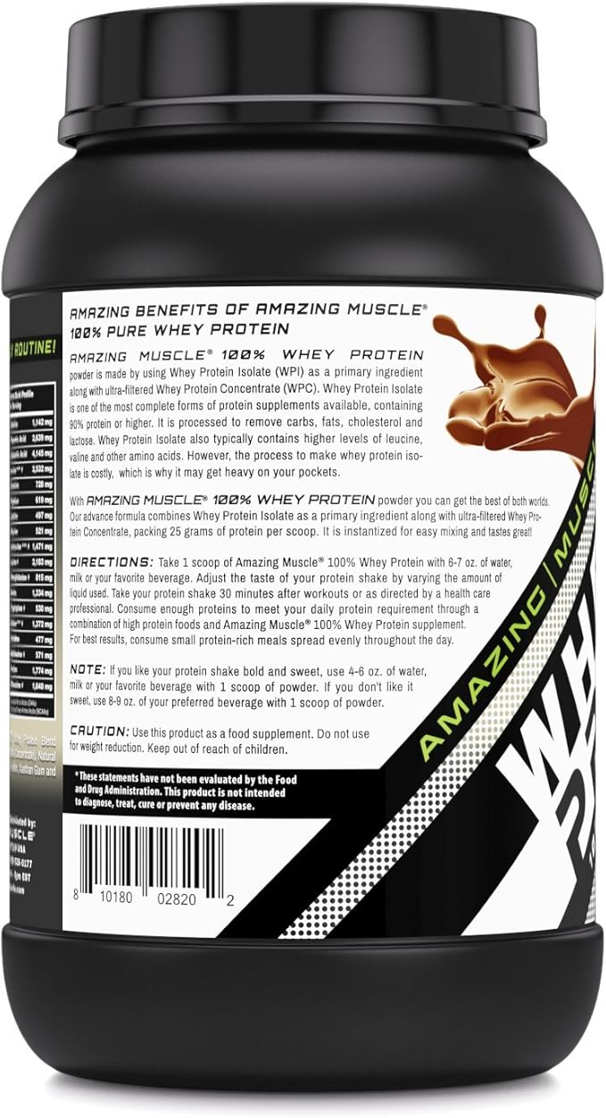 Amazing Muscle 100% Whey Protein Powder *Advanced Formula with Whey Protein Isolate Along with Ultra Filtered Whey Protein Concentrate (Cookie & Cream, 2 Lb)