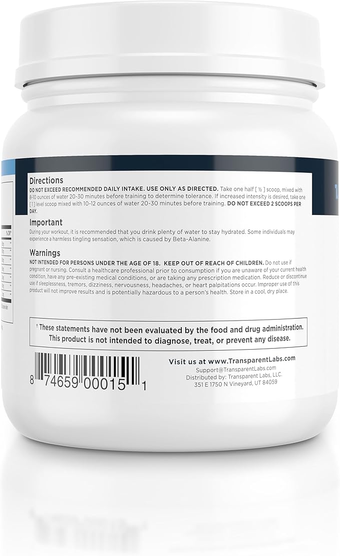Transparent Labs Lean Pre-Workout - Body Recomposition Pre Workout for Men and Women with Acetyl L-Carnitine, Beta Alanine Powder, & PurCaf Organic Caffeine Powder - 30 Servings, Fruit Punch