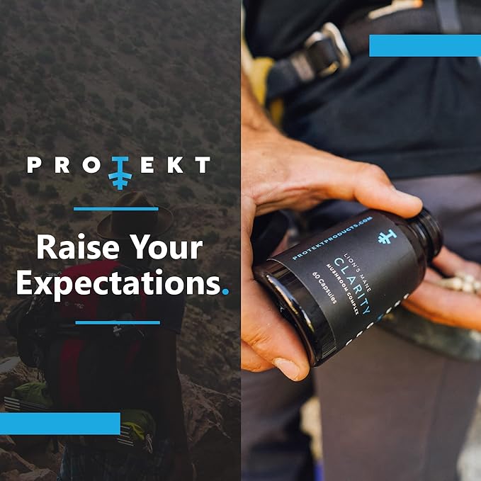 PROTEKT Lions Mane Supplement Capsules - Lion's Mane & Reishi Mushroom Capsules, Nootropics Brain Supplements for Memory and Focus, Mushroom Supplement, Brain Energy Supplements - 60 Count