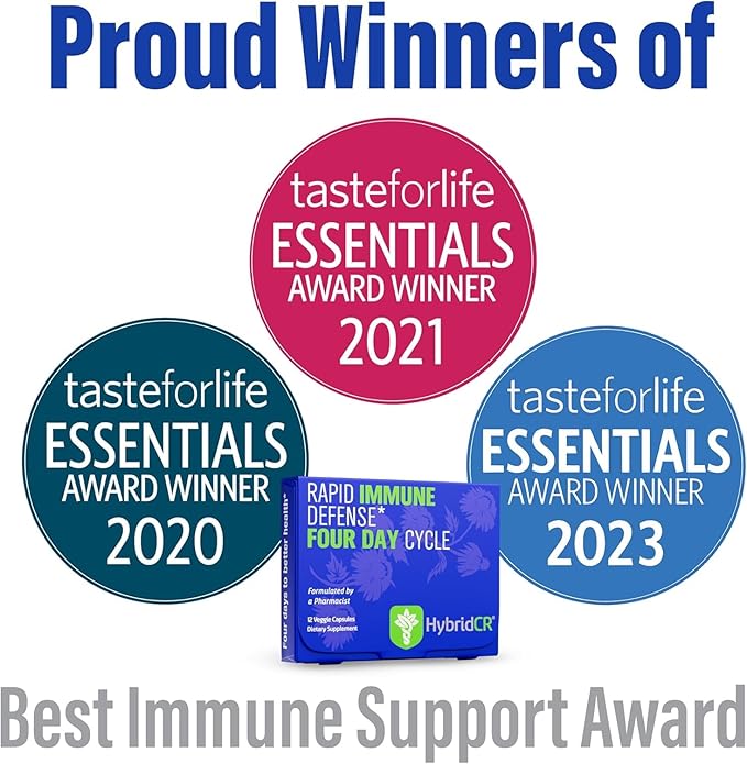 HybridCR Rapid Immune Support Supplement Pharmacist Formulated Natural Herbal Formula to Immunity Boost Response Gluten-Free Natural Cold Remedy | 12 Capsules in 4 Day Dose Pack