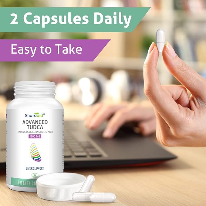 TUDCA Liver Support Supplements 1200 mg-Third Party Tested-Bile Salts for Liver Detox Cleanse-High Strength Formula-Vegan Capsules for Liver,Gallbladder,Kidney Health,2 Bottle-120 Capsules