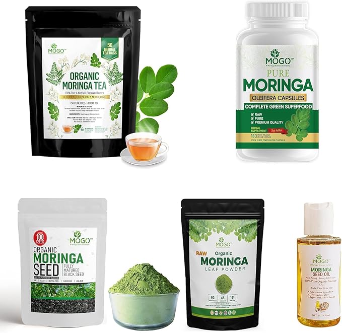 MOGO Organic Moringa Powder Capsules,180 Ct | Moringa Supplement for Energy, Immunity & Joint Health, Our Moringa Capsule Made with Pure Moringa Powder Organic,Vegan and Non GMO.