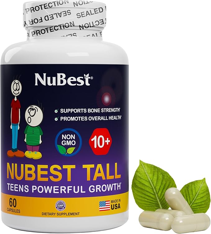 NuBest Tall 10+ - Height Growth Supplement for Children (10+) & Teens Who Drink Milk Daily, Height Growth Pills with Calcium, Vitamins & Minerals - Helps Height Increase - 12 Pack | 12 Month Supply