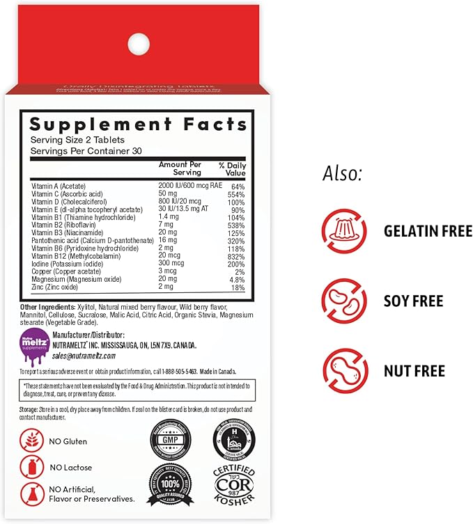 Multivitamin for Men & Women – Multimineral Supplement Supports Immunity, Improves Energy Levels Quick Dissolving Tablets for Vitamin Deficiency – Mixed Berry Flavor (60 Tablets)