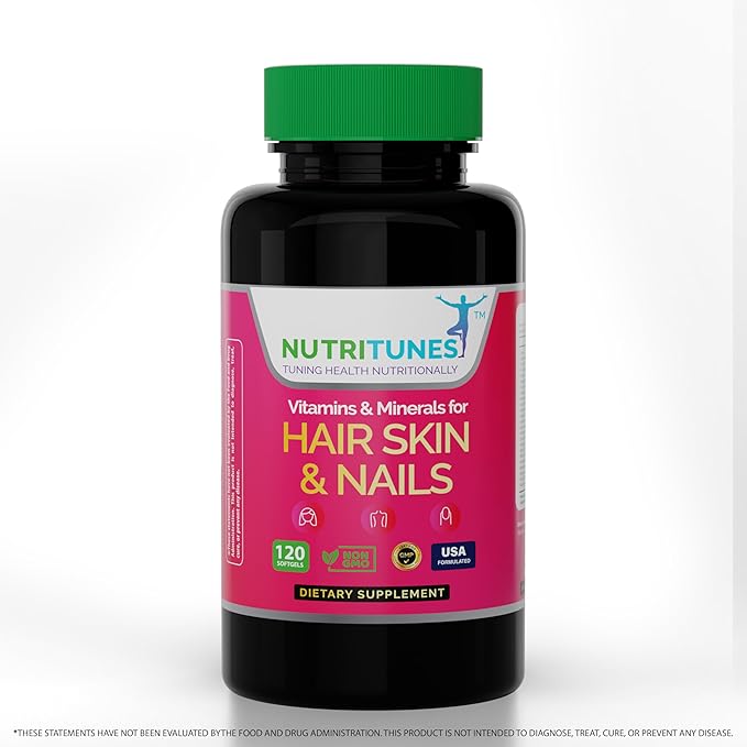 Hair, Skin, & Nails Multivitamins & Minerals - Biotin, Folate, Vitamin C, D3, E B-6 & B-12 Supports Hair, Skin, & Nail Health - Non-GMO, GMP-Certified (120 Softgel Capsules)