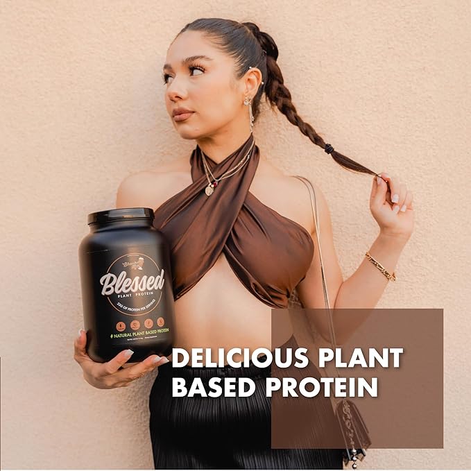 Blessed Vegan Protein Powder - Plant Based Protein Powder Meal Replacement Protein Shake, 23g of Pea Protein Powder, Dairy Free, Gluten Free, Soy Free, No Sugar Added, 30 Servings (Chocolate Mylk)