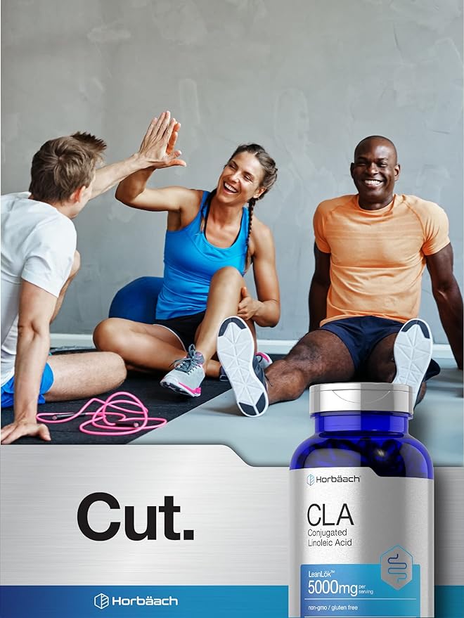 Horbäach CLA Supplement | 300 Softgel Pills | Maximum Potency | Conjugated Lineolic Acid from Safflower Oil | Non-GMO, Gluten Free