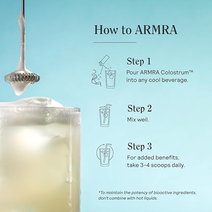 ARMRA Colostrum™ Premium Powder, Grass Fed, Gut Health Bloating Immunity Skin & Hair, Contains 400+ Bioactive Nutrients, Potent Bioavailable, Keto, Gluten & Fat Free (Unflavored | 30 Servings)