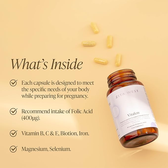 Vitafem Premium Fertility Supplement for Women - Prenatal Vitamins with Folate for Preconception Support - 60 Capsules (1 Month Supply)