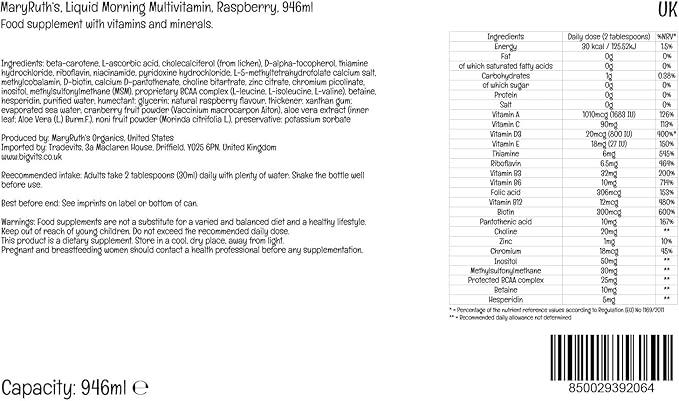 Multivitamin Multimineral for Women Men & Kids by MaryRuth's | No Added Sugar | Vegan Liquid Vitamins for Adults & Kids | Mens, Womens Multivitamin | Energy & Beauty Booster | Non-GMO | 32 Fl Oz