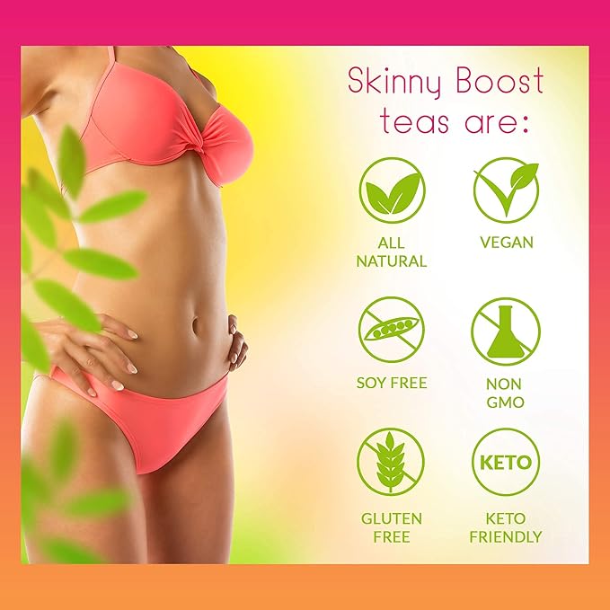 SkinnyBoost 28 Day Detox Daytime Tea -(28 Tea Bags) Supports Metabolism Boost, Detox, All Natural, Non GMO, Vegan, Keto Friendly