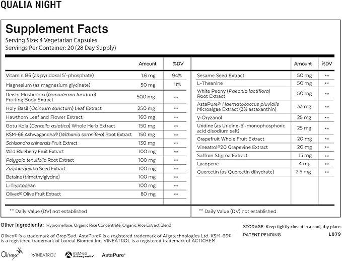NEUROHACKER COLLECTIVE Qualia Night Sleep Aid | Non-Habit Forming | Science-Backed Supplement for Deep Refreshing Sleep | Melatonin-Free, Vegan, Non-GMO, Gluten-Free 80 Count | (1 Month Supply)