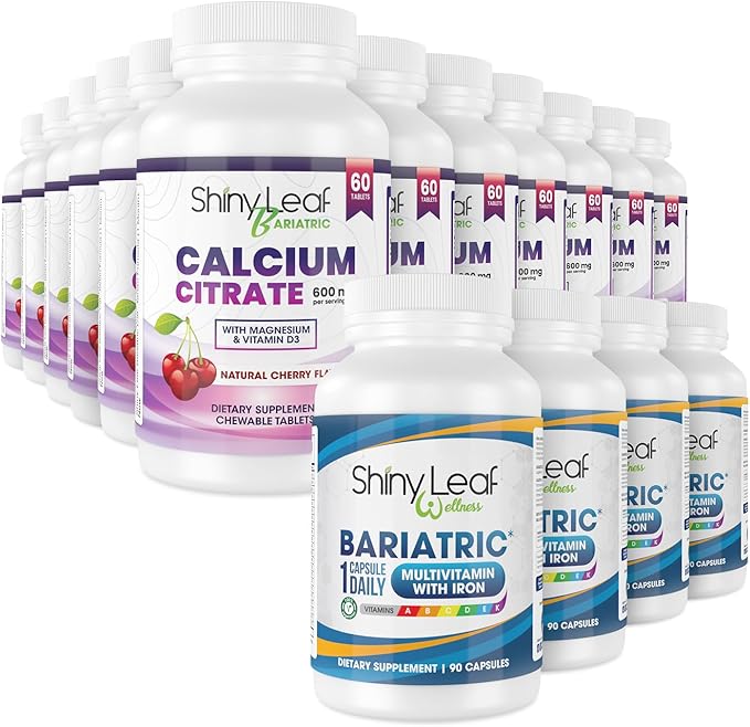 Bariatric Multivitamin with Iron Once-a-Day and Cherry Chewable Calcium Citrate for Post Bariatric Surgery Including Gastric Bypass and Sleeve (1 Year)