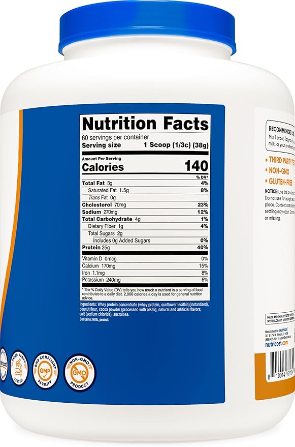 Nutricost Whey Protein Concentrate (Chocolate Peanut Butter) 5LBS - Gluten Free & Non-GMO
