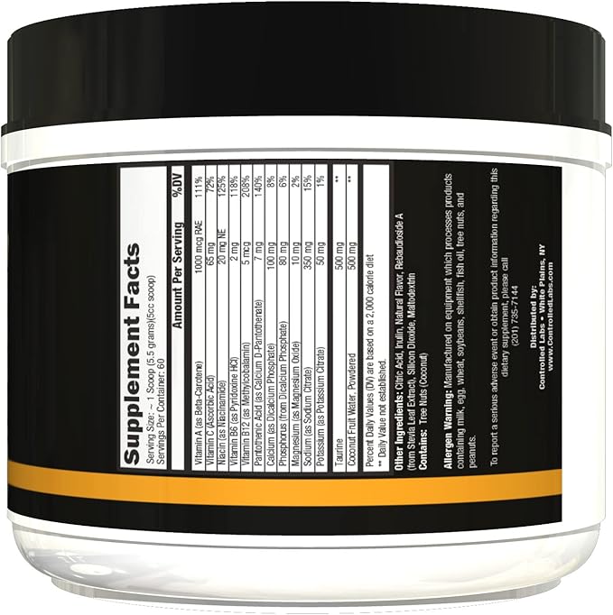 CONTROLLED LABS Orange HydraPush Electrolyte Powder, 60 Servings - Advanced Hydrating Recovery - Coconut Water & Taurine - Boost Energy & Increase Endurance (Sour Green Apple)