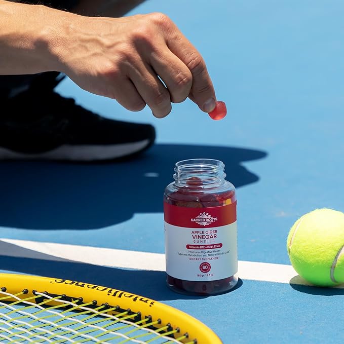 Apple Cider Vinegar Gummies - Sugar Free Apple Cider Gummies with Vitamin B12 and Beetroot Powder - Vegan, Non-GMO & Gluten-Free, Made in USA (30 Servings)