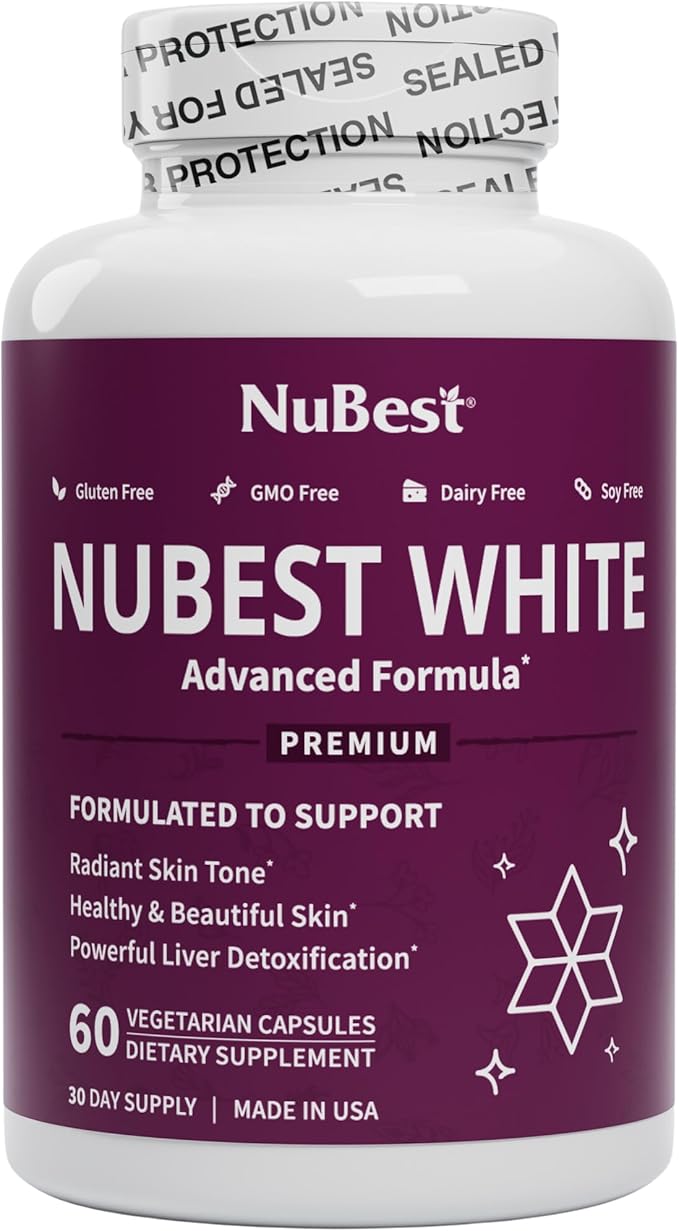 NuBest White - Glutathione 400mg & Milk Thistle Extract - Skin Brightening Supplement - Supports Beautiful and Radiant Skin - Antioxidant & Detoxification - 1 Pack | 1 Months Supply