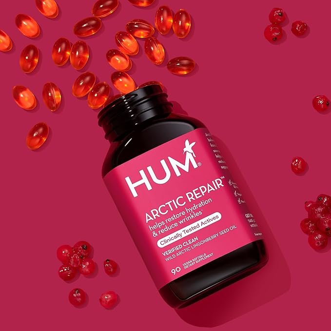 HUM Arctic Repair - Clear Skin Supplement with Vitamins A & E, Omegas 3, 6 & 9, and Lingonberry Seed Oil to Help Reduce Appearance of Wrinkles, Rejuvenate & Hydrate Skin (90-Count)