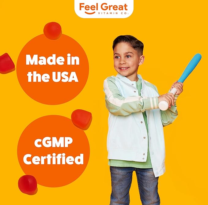 Vitamin D3 1000IU Gummy Vitamins for Kids (60 Day Supply) by Feel Great Vitamin Co | 60 Gummies | Delicious Plant Based Gummies | Supports Healthy Bones, Teeth, Mood, Immune System*