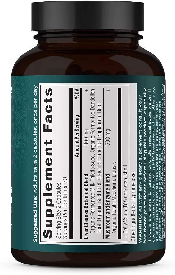 Liver Detox Supplement by Ancient Nutrition, Ancient Herbals Liver Cleanse with Milk Thistle, Dandelion Root & Reishi for Optimal Liver Support, 1300mg, Gluten Free, 60 Count