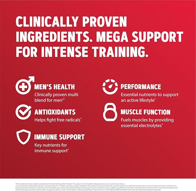 GNC Mega Men Sport Multivitamin | Performance, Muscle Function, and General Health | 180 Count