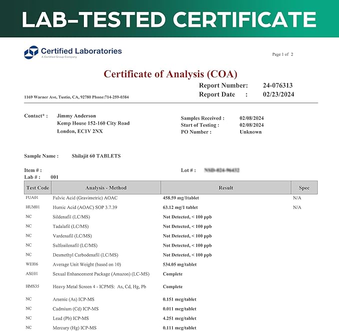 30,000 MG Shilajit Tablets, Shilajit Himalayan Organic, with Fulvic Acid & 85+ Trace Minerals, More Effective Than Shilajit Resin & Capsules, Shilajit for Men & Women, with Lab Test. 60 Count.