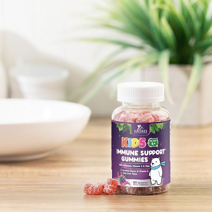 Kids Immune Support Gummy - Vitamin C, Zinc & Echinacea, Daily Children's Immune Support Gummies for Kids Ages 4 and Up, Nature's Vitamins for Kids, Vegan & Non-GMO, Natural Berry Flavor - 120 Gummies