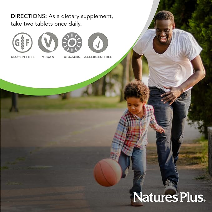 Natures Plus Ultra Juice Green Multivitamin - 90 Vegetarian Tablets, Bilayered - Multinutrients - Whole Green Foods & Global Algae - Non-GMO, Organic, Gluten-Free - 45 Servings