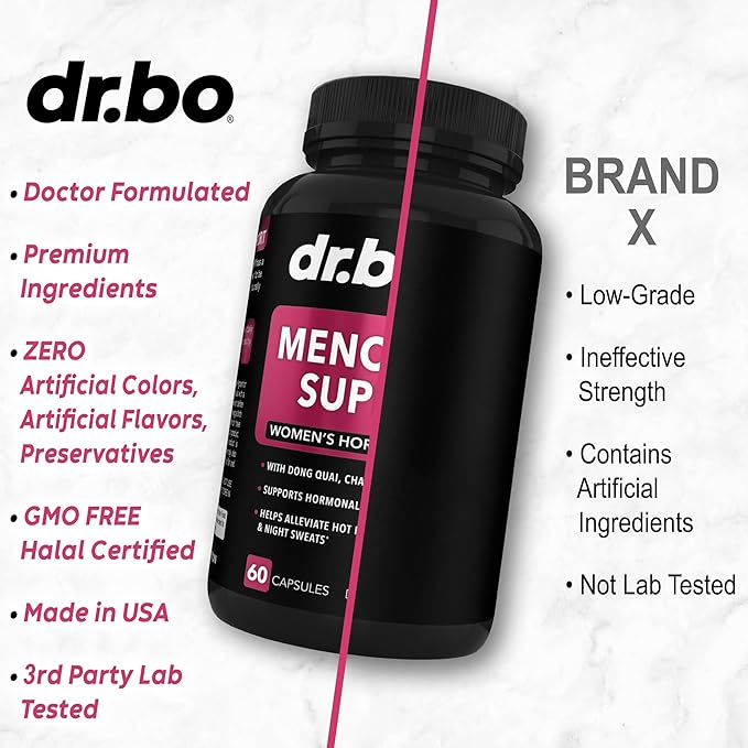 Menopause Supplements for Women Support Pills - Natural Menopause Relief for Hot Flashes, Night Sweats & Mood Swings with Dong Quai, Chasteberry & Black Cohosh - Hormone Balance for Women Supplement