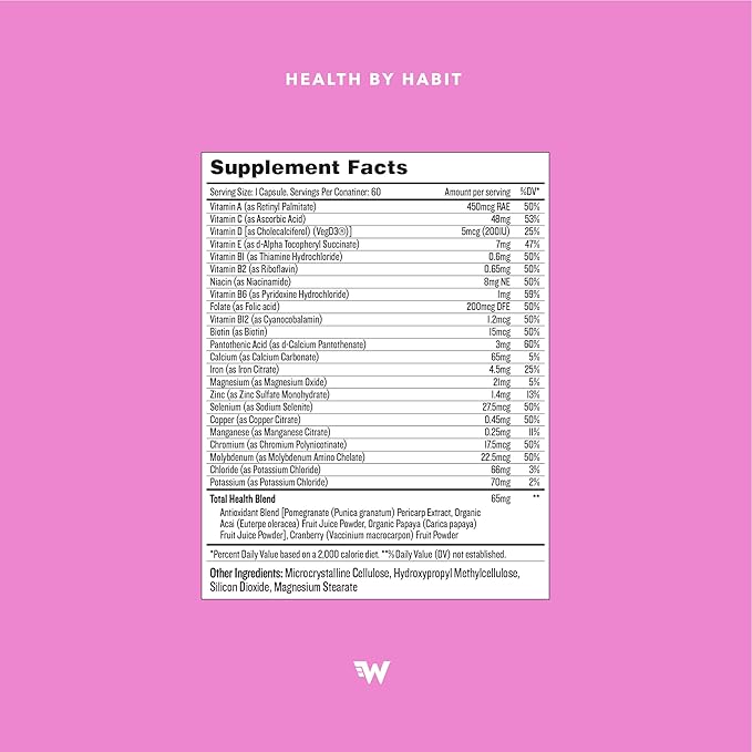 Health by Habit Womens Multi Supplement (60 Capsules) - 23 Essential Vitamins and Minerals, Supports General Health & Wellness, Non-GMO, Sugar Free (1 Pack)