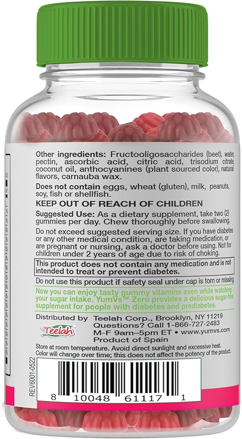 YumVs Multivitamin Gummies | Sugar Free Supplement Vitamins for Women & Men | Chromium, Thiamine and Magnesium | Natural Raspberry Flavor Chewables - 60 Count - (Pack of 2)