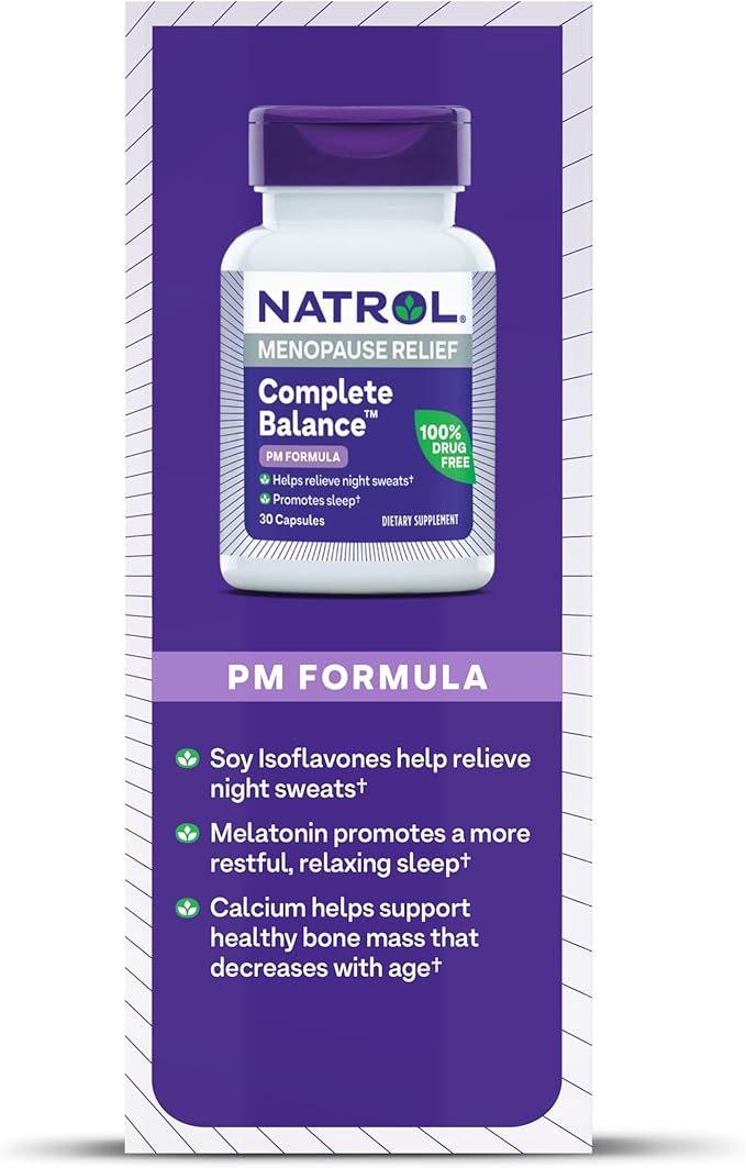 Natrol Complete Balance, Dietary Supplement for Menopause Relief, A.M./P.M. Menopause Relief for Women, 60 Capsules, Up to a 30 Day Supply