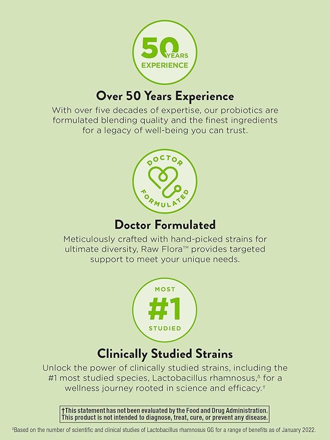 Raw Flora Probiotic with Prebiotics | 40 Billion CFU | Daily Digestive Vegan Capsules | Gluten Free Supplement for Men and Women | by Nature's Truth