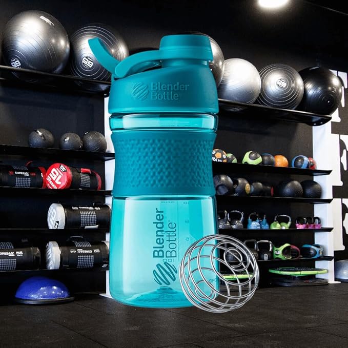 BlenderBottle SportMixer Shaker Bottle Perfect for Protein Shakes and Pre Workout, 20-Ounce, Teal